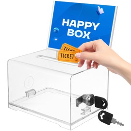 EXCEART Acrylic Box, Ballot Box, Business Card Box, Donation Box for Fundraising, Business Card Case, Lottery Box, Transparent, Acrylic Reference Box with Lock, Keyed Chip Box, Keyed Opinion Box,