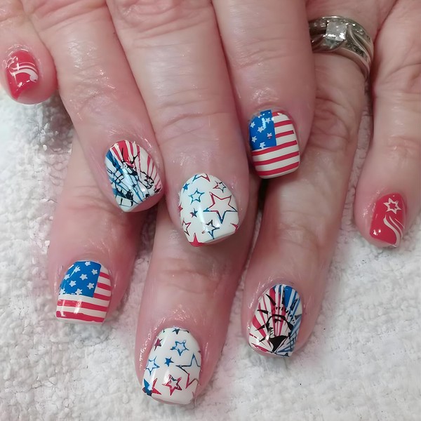 24Pcs Independence Day Nails 4th of July Press on Nails