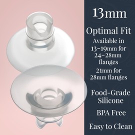 Pumping Pretty Inserts Compatible/Replacement for Elvie, Stride, MomCozy, Imani, Willow, Spectra, Medela, Motif. Reduce Nipple Tunnel Down from 24/25mm. Flat Nipples, Elastic Nipples 2pc/Each (13mm)