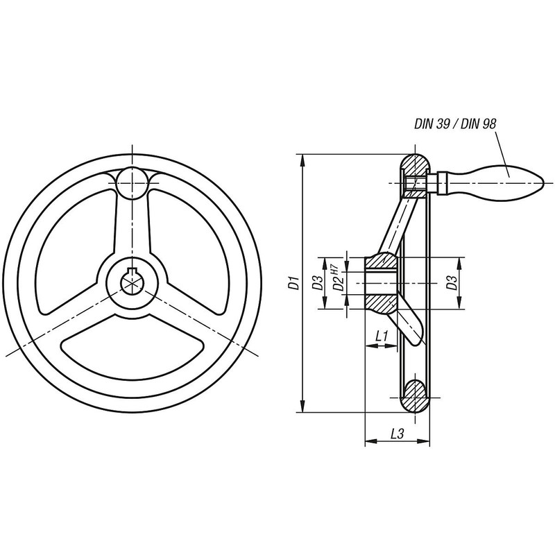 KIPP – Control Panels | Standard Elements K0160.5160X14 Handwheel with