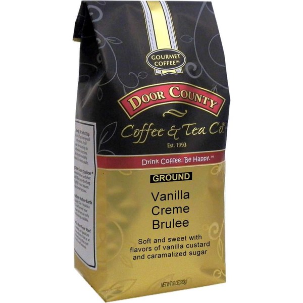 Door County Coffee, Vanilla Crème Brulee, Ground Coffee, 10 oz Bag