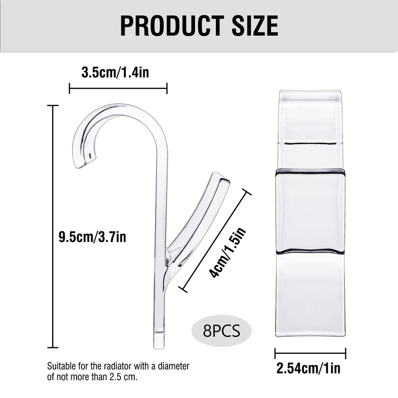 8PCS Radiator Hooks Transparent Round Towel Rail Radiator Hooks Small