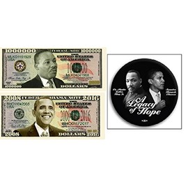 President Obama & Dr Martin Luther King Jr - Commemorative Bills +Bonus Button