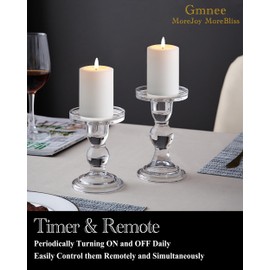 Gmnee Flameless Pillar Candles, White Battery Operated Candles with Remote, Timer, Flickering, Realistic, Set of 3 Fake LED Candles for Decor (3 x 6)