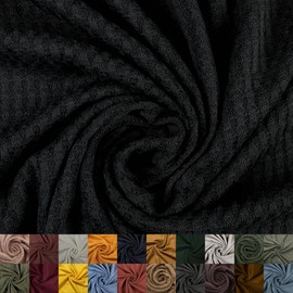 Stylish FABRIC 59" Wide Rayon Spandex Waffle Open Knit Fabric-210 GSM, 2-Way Stretch, Breathable, Medium Weight-by The Yard for Sewing, Apparel, Maternity, Crafts & DIY, Black 1 Yard