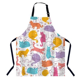 BGBDEIA Colorful Cats Chefs Apron, Cooking and Baking Apron for Men and Women, Kitchen Apron, Butchers Apron, BBQ & Catering Bibs