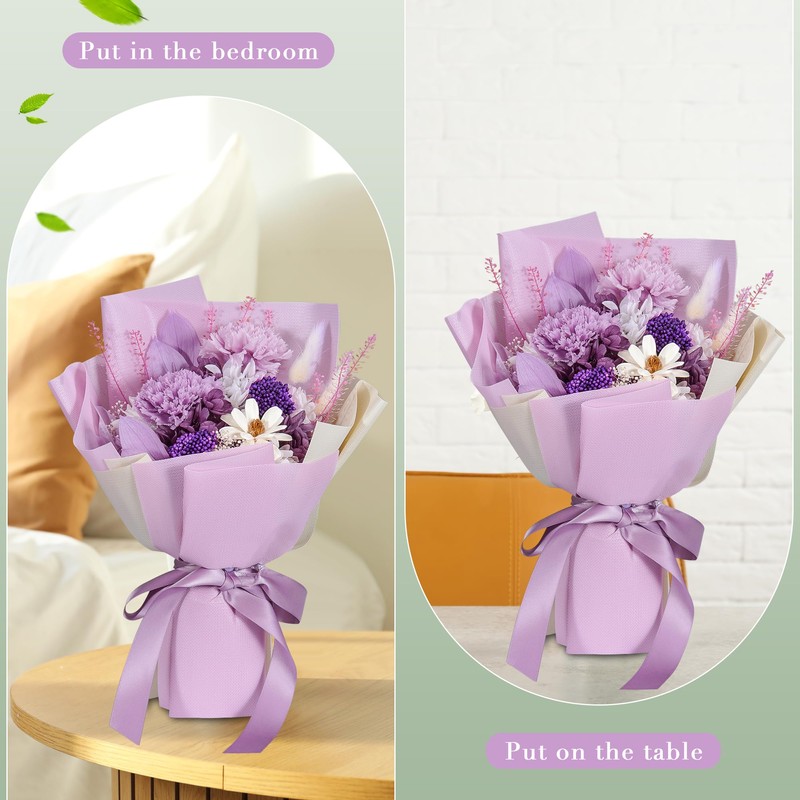 Lovionus89 Preserved Bouquet, Forever Fresh Carnations, Durable Real Flowers for