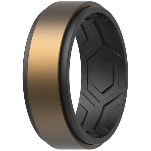 ThunderFit Silicone Wedding Rings for Men, Breathable Step Edge 2