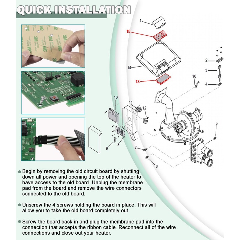 42002-0007S, 461105 Control Board Kit Compatible with MasterTemp Sta-Rite Max-E-Therm
