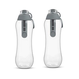 PearlCo - Two Soft Water Bottles with Filter 0.5 Litres (Grey) | Water Bottle BPA-Free | School, Sports, Water, On the Go