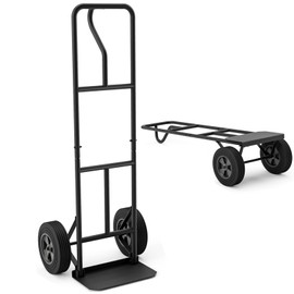 IRONMAX Hand Truck Dolly, 770LBS Capacity Heavy Duty Steel Foldable Dolly with 10’’ Solid Rubber Wheels & Foldable Nose Plate, Utility Dolly for Moving Home Office Warehouse (Black)