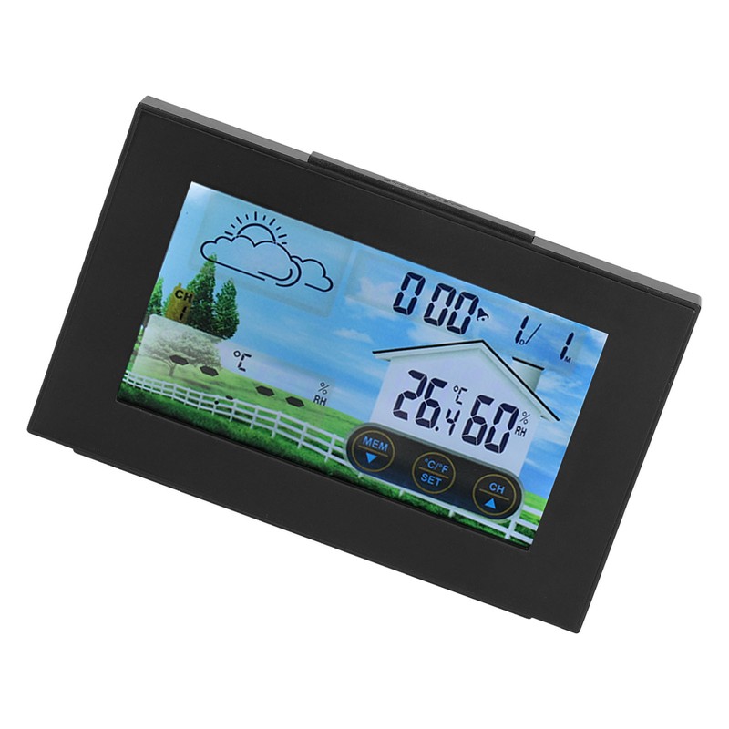Weather Clock with Color Touch Screen Backlight Indoor Outdoor Thermometer