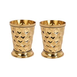 HandTECHINDIA - Vaso de cóctel de latón para cócteles de menta, 12 onzas, acabado dorado, para mula de moscú o KENTUCKY DERBY (diamante, 2)