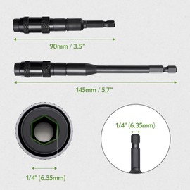 Litorange Pack of 2 1/4 Inch Magnetic Flexible Bit Holder, 90 mm + 145 mm Swivel Bit Tip Holder with 25 mm Long Bits, 20 Degree Rotating Bit Extension for Narrow Spaces or Corners