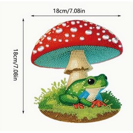 Syntego 5D DIY Cute Mushroom and Frog Diamond Painting Kit Crystal Rhinestone Wooden Table top Decoration