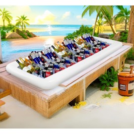 BCWATERFUNPD Inflatable Cooler Table 3 Pack Inflatable Serving Bars Floating Pool Cooler Bar Ice Buffet Serving Trays Keep Food Drinks Salad Cool Party Supplies for BBQ Picnic