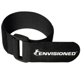 Reusable Cinch Straps 3/4" x 8" (Usable Length is 5.5") - 12 Pack, Multipurpose Quality Hook and Loop Securing Straps (Black) - Plus 2 Free Bonus Reusable Cable Ties