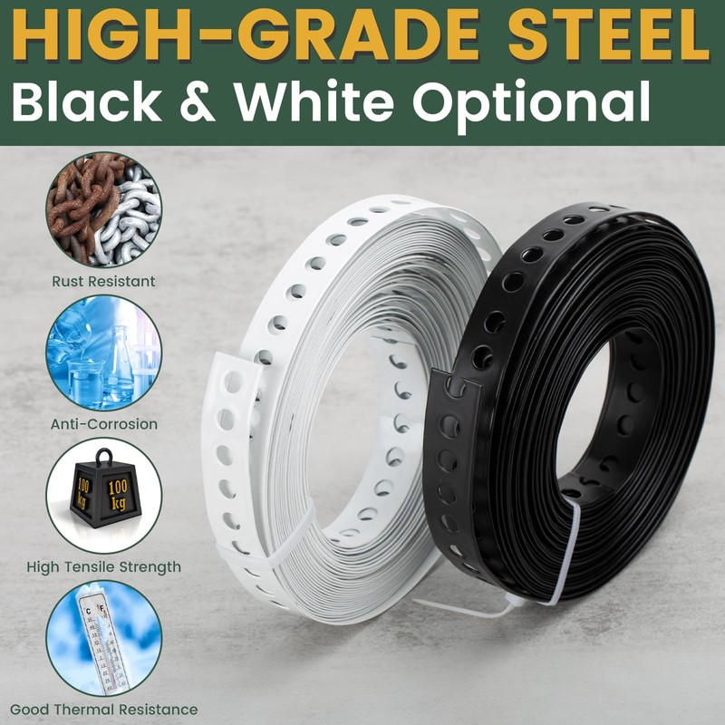 White Metal Strap with Holes 3/4 Inch×33-Feet Perforated Hanger Strap