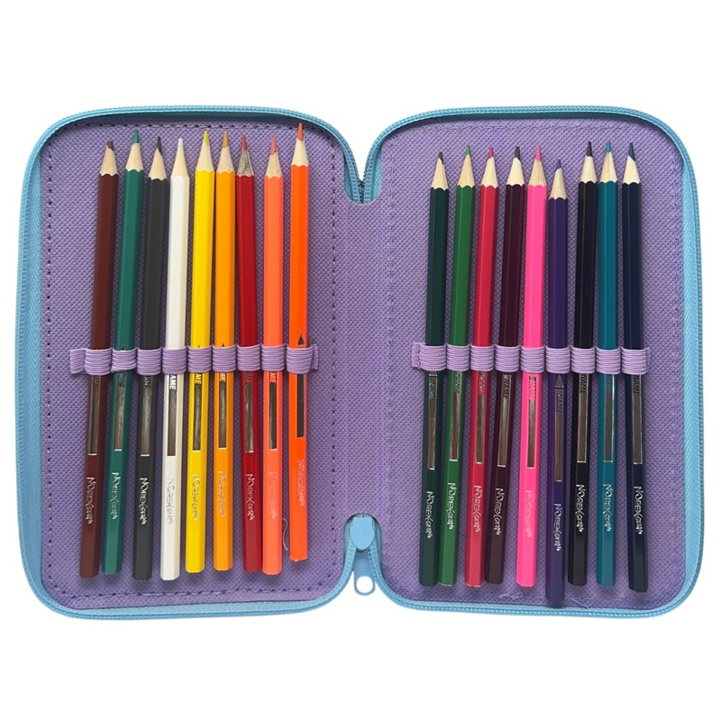 CARTOON Pencil Case 3 Zip Complete 44 Pieces for School