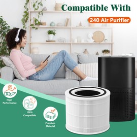 XBWW 2 Packs 240 HEPA 14 Replacement Filter Compatible with Puroair 240 Air Purifier, 3 Stages Filtration of 240 Premium Replacement Filter and Activated Carbon Filter