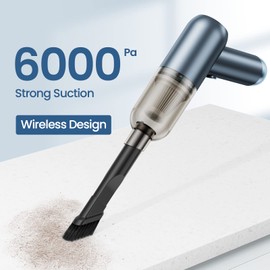 Handheld Mini Car Vacuum Cleaner with 6000 Pa Suction, Small Cordless Rechargeable Computer Vacuum Keyboard Hoover, Hand Held Dust Busters, Portable Desktop Sweeper, USB, Lightweight for Vehicle