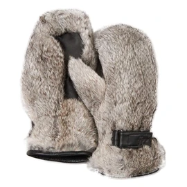 Men's Siberia Rabbit Fur Mittens (L/XL, Grey)
