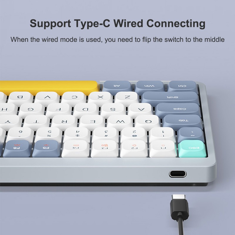 iBlancod Wireless Mechanical Keyboard 84 Keys 2.4G+BT5.0+Type-C 3 Connections 75%