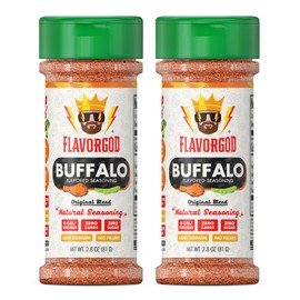 Buffalo Seasoning Mix, 2 Bottles by Flavor God - Premium All Natural & Healthy Spice Blend for Grilling Chicken, Beef, Seafood, Vegetables, Hot Wings, French Fries & Cauliflower - Kosher, Gluten-Free, Vegan, Keto Friendly