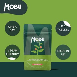 MOBU UK Ashwagandha 1000mg - 120 Tablets | High Strength Ayurvedic Supplement | GMP Approved | Vegan | Letterbox Friendly