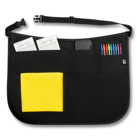 SupplyMaid Waterproof Server Apron - Waist Apron for Waiters and Waitresses with Buckle - 100% Waterproof & Stainproof, Jet Black, Regular
