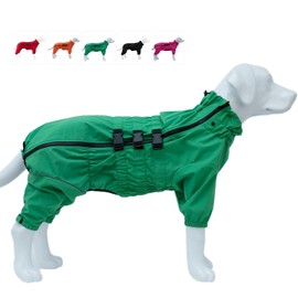 Dogs Waterproof Jacket, Lightweight Waterproof Jacket Reflective Safety Dog Raincoat Windproof Snow-Proof Dog Vest for Small Medium Large Dogs Green 5XL