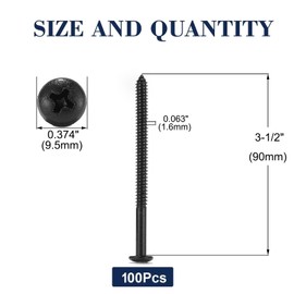 #10 x 3-1/2" Wood Screw 100Pcs 18-8 (304) Stainless Steel Pan Head Fast Self Tapping Drywall Screws Black Oxide by SG TZH