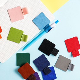 VONNST 10PCS Pen Loop Holder, Self-Adhesive Leather Pencil Holder for Notebooks Journals Planners Tablet for Case Leather Pencil Holder with Elastic Loop for Pen,12 Colors