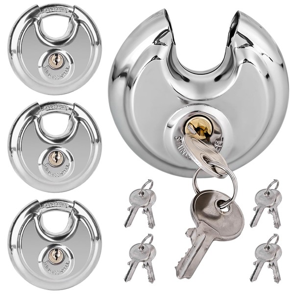BAIFULAI Pack of 4 Round Shackle Lock 70 mm, Padlock