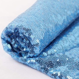 AMZLOKAE Fabric by The Yard Baby Blue Sequin Fabric Tablrcloth Shower Curtain Sewing Fabric for Sequin Dress Clothing DIY,Square Fabric,Backdrop Curtains (1 Yard, Blue)