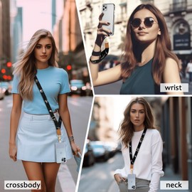 Piefly Phone Lanyard Crossbody Wrist Strap, Black Lunar Eclipse Moon Cell Phone Lanyards for Around the Neck Wristlet Shoulder, Adjustable Strap for Car Keys Keychain Wallet ID Badge