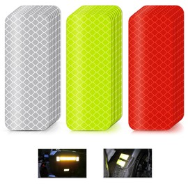 Cinta Reflejante Profesional,36 Piezas Calcomanias para Autos,Alta Visibilidad, Impermeable,Amplio ángulo de Reflexión,para Camión,Coches,Motos,Bicicletas,Casco,Etc.(3×8cm,Rojo+Verde+Blanco)