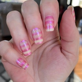 Color Street Nail Polish ROSY RUNWAY (FDG601) STRIPED PINK GLITTER OVERLAY