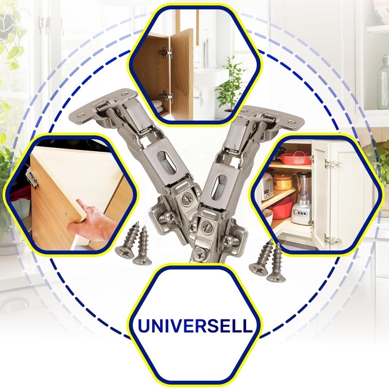 Door Hinge for Cabinet Doors with Opening Angle 155° -