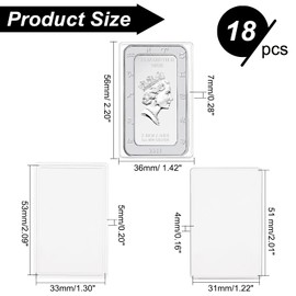 FINGERINSPIRE 18 Pcs Silver Bar Case 56x36mm Acrylic Silver Bar Holder Clear Storage Container Compatible Silver Bar Box for 1oz Silver Bar 1 Troy Ounce Bar Collection of coins