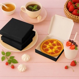CAOXIAOXUYAO 50 Pcs Mini Pizza Boxes ，5.1 x 5.1 x 0.78 inches for Parties, Bakeries, and Food Delivery,Celebrations，Christmas Birthdays (Black)