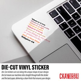 (3Pcs) Philippians 4:8 Whatever is True Whatever is Noble Whatever Stickers Bible Christian 3" Waterproof Vinyl Sticker for Laptop, Water Bottle, Tumbler, Accessory Gifts for Her Him 3 Inches