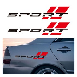 2PCS Car Sport Letter Logo Vinyl Decal, Exterior Accessories Fit for All Cars Side (Black&Red)