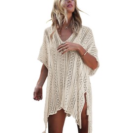 Vedicci Salida de baño para Mujer con diseño cómodo y Fresco. Salidas de baño Mujer Playa Disponible en 6 Colores. Pareo/Vestido para Playa con Tela Transpirable y Ligera. (Beige)