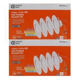 Commercial Electric 5/6 in White Integrated LED Energy Star Color Changing Recessed Trim Downlight 8 Pack…