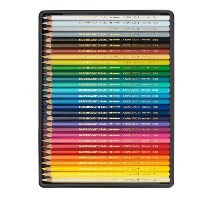 Caran D Ache Supracolor 30 Watercolour Pencils and 1 Card