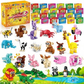 Zitetbolo Party Favors for Kids - 24 Pack 72 Animal Building Block Toys for Goodie Bag Stuffers Easter Classroom Prizes Mini Building Set, Birthday Party Gifts for Boys Girls Ages 6-12