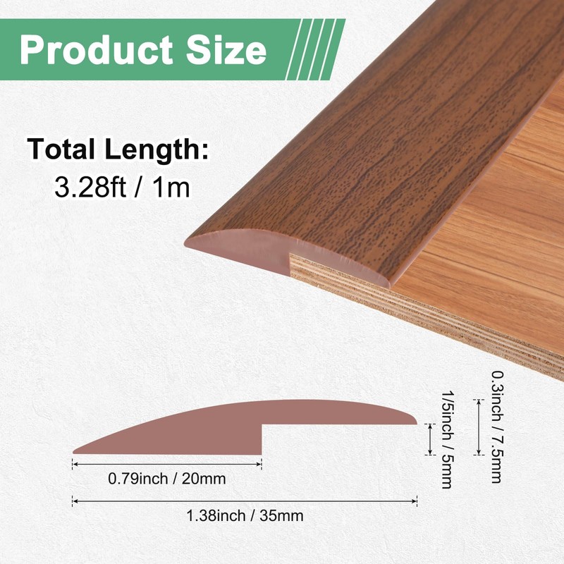 M METERXITY Floor Transition Strip Self Adhesive, 3.28FT PVC Transition