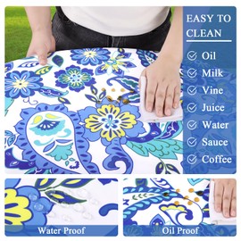 Vaukki Outdoor Picnic Fitted Tablecloth with a Hole and Zipper, Waterproof Patio Table Covers, Camping Zippered Tablecloth for Patio, Picnic, Camping, Dinner (Paisley, Fit 40-52 Inch Round Table)