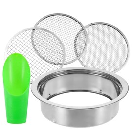 Soil Sieve Sifter Set Stainless Steel,Garden Sieve Set with 3 Interchangeable Mesh 3,6,9mm,Sifting Screen for Dirt, Sand, Rock, Filtration, Compost, with Soil Scoops Gardening Tool